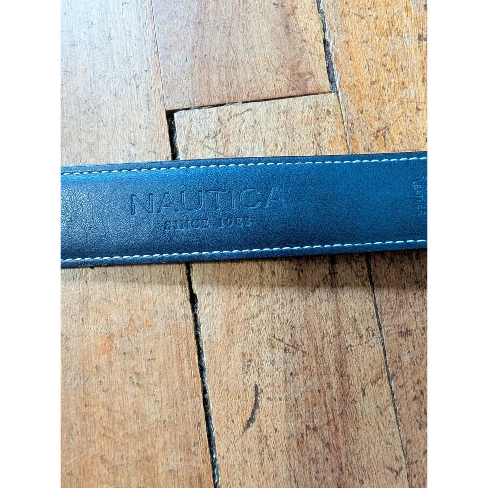 Nautica Belt Brown Syn Leather Mens 38 Nickel Buckle